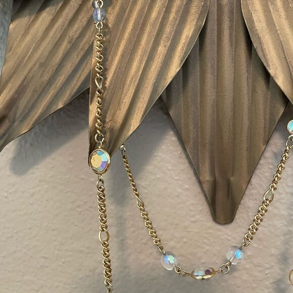 Kirks Folly Crystal Iridescent 36 inch Vintage Gold Tone Stunning Chain - Picture 8 of 16